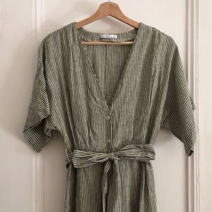 MANGO Pinstripe Midi Dress